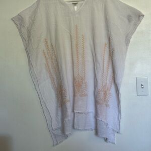 ECOTÉ Women White Peach Embroidered Summer Beach Cover up One Size fits most